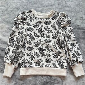Janie and Jack White Top with Black Floral Accents